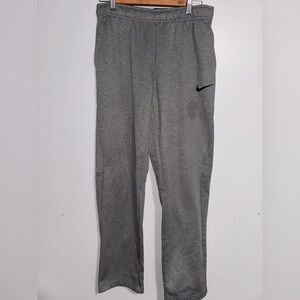 Nike Dri-Fit Men’s Gray Fleece Training Sweatpants Medium Open Hem Loose Fit